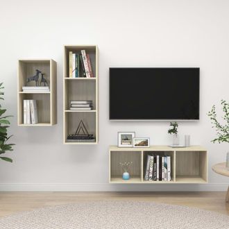 Berkfield Home 3 Piece TV Cabinet Set Sonoma Oak Engineered Wood in Brown
