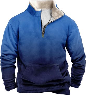 Generic Mens Quarter Zipper Sherpa Sweatshirts 2025 Thermal Warm Sweater 1/4 Zip Stand Collar (UK, Alpha, XXL, Regular, Regular, 13)