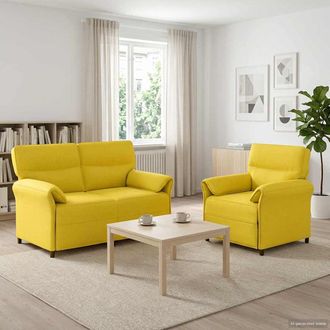 vidaXL Vidaxl Set Di Divani 2 Pz Giallo Chiaro Tessuto