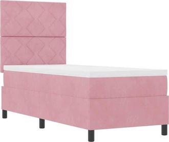 vidaXL Box Spring Bed with Mattress Pink 80 x 200 cm Velvet vidaXL
