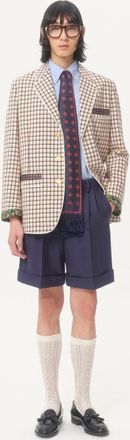 Valentino Bermuda In Gabardina Di Lana Con Risvolto Uomo BLU 46