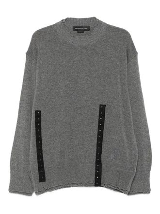 Federico Cina button-embellished frayed sweater - Grey
