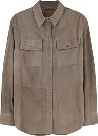 Brunello Cucinelli Dames, Blouses & Shirts, Bruin, Maat: XS Su&egrave;de