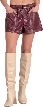 Elan Faux Leather Shorts In Plum