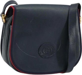 Gucci Pre-owned Cross Body Bags, female, Blue, Size: ONE SIZE Pre-owned Leather Cross Body Bag