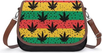 Generic Jamaican Weed Leaves Crossbody Bags for Women Leather Tote Bag Travel Purse Shoulder Bag for Work Shopping