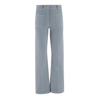 Ql2 Quelledue Stretch Cotton Velvet Trousers - female - QL2 QUELLEDUE - Wide Trousers - Blue - 2XS - Trousers