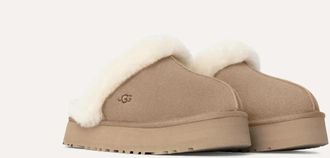 UGG Womens UGG Disquette 1122550-SAN Slippers Sand Suede Sheepskin Platform GUG234