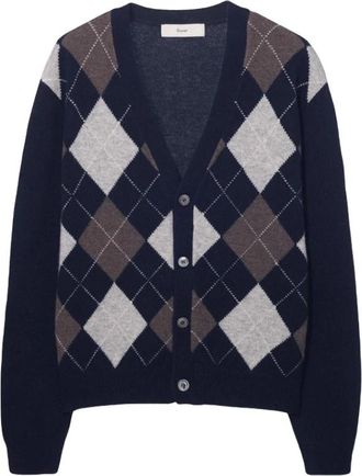 Dunst V-hals Argyle Vest - Heren - Vesten - Blauw - M - Wol - Truien & Vesten