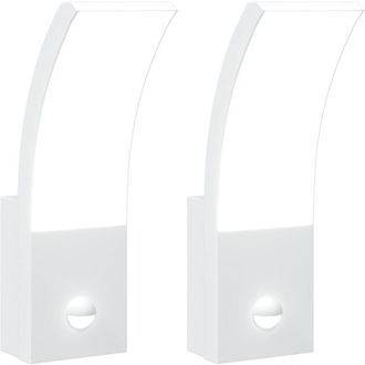 vidaXL Vidaxl - L&aacute;mparas De Pared Led Exterior Con Sensor 2 Uds Aluminio Blanco