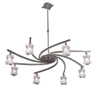 Netlighting Rosa Del Desierto Telescopic Pendant 8 Light G9 Satin Nickel in Grey