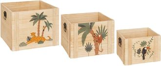 Atmosphera Atmosphera - Juego De 3 Cajas Para Ni&ntilde;os Jungle Madera Cr&eacute;ateur DInt&eacute;rieur