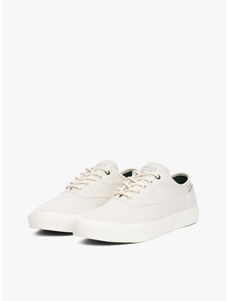 Tommy Hilfiger Mens Embossed Logo Canvas Sneaker - Alabaster - US 11.5 / EU 45
