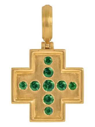 Leigh Maxwell Jewelry 14kt yellow gold Cross Emerald pendant necklace - women - 14kt Yellow Gold - One Size
