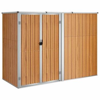 Berkfield Home Garden Tool Shed Brown 225x89x161 cm Galvanised Steel | Size: 225 x 89 x 161 cm