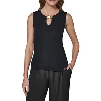 DKNY Rib Tank in Black at Nordstrom, Size X-Small