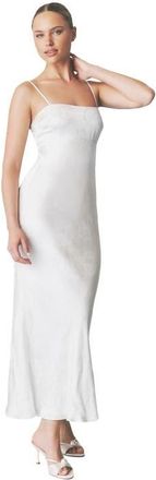 Six Stories Paloma Satin Floral Jacquard Maxi Dress in Ivory at Nordstrom, Size 14