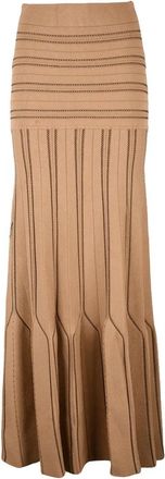Elisabetta Franchi Long Knit Skirt - Beige