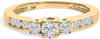 House of Brilliance 10K Gold 1/2 Ctw Diamond Three Stone Ring in Yellow Gold at Nordstrom, Size 7