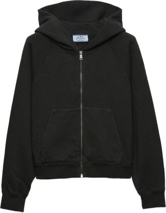 Prada jersey hoodie - women - Cotton - L - Grey