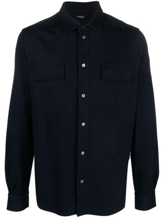 Kiton logo-embroidered stretch-cotton shirt - Blue