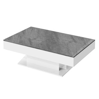 ML Design Mesa de centro 110 x 60 cm con almacenamiento blanca, aglomerado