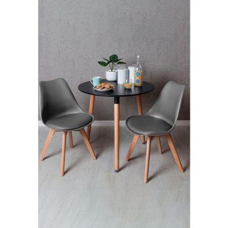 Regalos Miguel Regalos Miguel - Black Friday - Conjunto Mesa Tower Redonda 80 Cm Negra Y Pack 2 Sillas Synk Basic - Gris