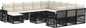 vidaXL Conjunto De Sof&aacute;s De Jard&iacute;n 13 Uds. Negro Y Blanco Crema Vidaxl