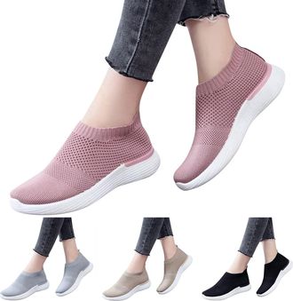 Generic Breathable Mesh Shoes Women, Womens Slip On Walking Shoes Mesh Lightweight Running Trainers with Non Slip Sole Comfy Athletic Walk Gym Sneakers for Ou