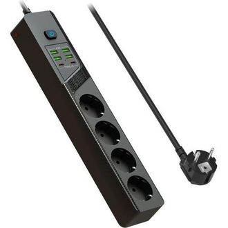 OEM Multipresa Con Protezione Da Sovratensione E 4 Prese Usb, Dotata Di 4 Porte Usb-a + 2 Porte Usb-c, Caricabatterie E Cavo Da 2 M Per Smartphone, Casa E