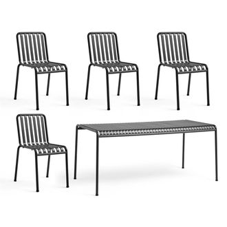 HAY Palissade Tisch + 4x Chair, anthrazit