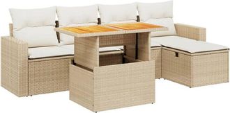 vidaXL Vidaxl - Juego De Sof&aacute;s Jard&iacute;n Con Cojines 6 Pzas Rat&aacute;n Sint&eacute;tico Beige