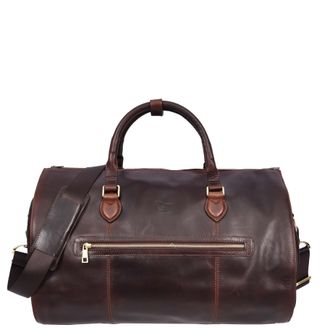 House Of Leather Real Leather Garment Suit Carrier 2-in-1 Holdall Duffel Bag Ludlow Brown | Size: Large