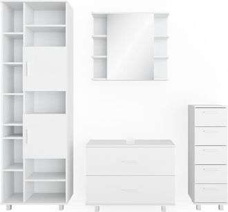 Vicco Conjunto De Muebles De Ba&ntilde;o Ilias, Blanco, 4 Piezas