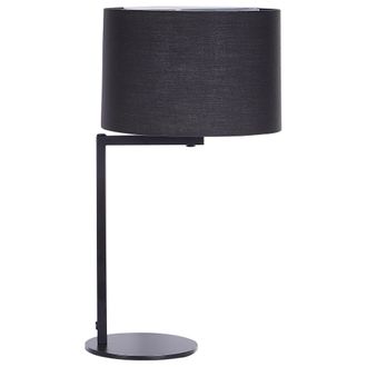Beliani L&aacute;mpara De Mesa De Metal Negro Poli&eacute;ster 49 Cm Pantalla Tambor Baldwin