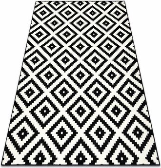 RugsX Rugsx - Alfombra Bcf Morad Ruta Diamantes, Geom&eacute;trico - Negro / Crema Black 140x200 Cm