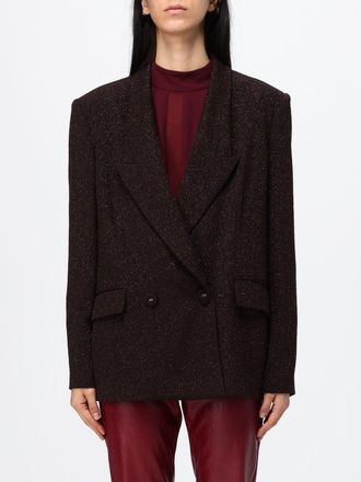 Hanita Blazer doppiopetto in lurex con rever a lancia e spalle imbottite