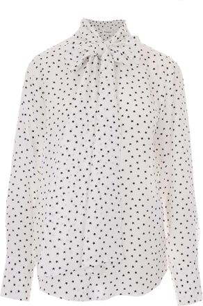 P.A.R.O.S.H. Cream Bow Neck Silk Shirt