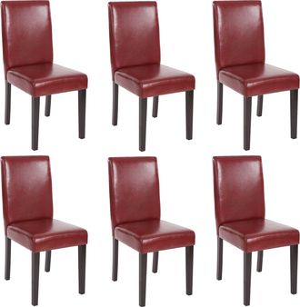 Hhg Hhg - Nunca Usado] Juego De 6 Sillas De Comedor Silla De Cocina Littau, Polipiel, Marr&oacute;n Rojizo, Patas Oscuras