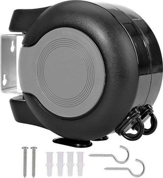 No Brand Tendedero Retr&aacute;ctil Negro, 2x15m, Con Sistema De Carrete Y Tensado Autom&aacute;tico, Apto Para Interiores Y Exteriores, Ideal Para Apartamentos Y Residencia