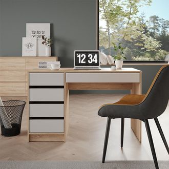 Vicco Escritorio Sherry, Sonoma/blanco, 55 X 120 Cm Con Cajones, Vicco