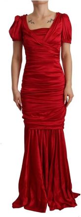 Dolce & Gabbana Rode Zijden Zeemeermin Jurk - Dames - Avondkleed - Rood - S - Kleedjes