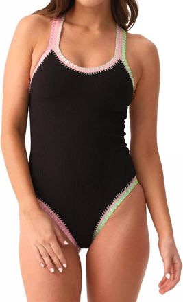 PQ Swim Platinum Pearl Crochet Trim One Piece Swimsuit In Black