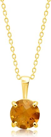MAX + STONE 14k Yellow or White Gold 6mm Gemstone Round Pendant Necklace with 18 Inch Chain