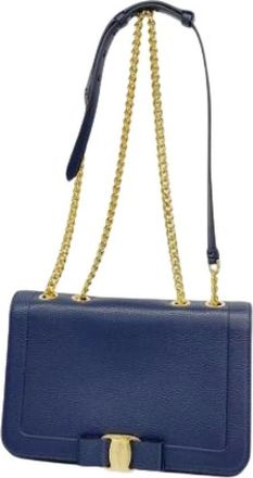 Ferragamo Pre-owned Shoulder Bags, female, Blue, Size: ONE SIZE Pre-owned Shoulder Bag