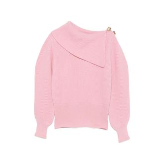 Blumarine Off-shoulder Rose-embellished Sweater