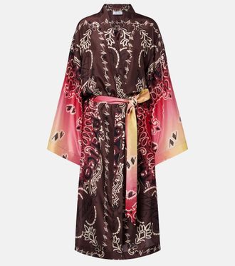 The Attico Printed silk beach cover-up