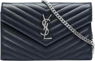 Saint Laurent Tweedehands leren portemonnees - Dames - Vintage Schoudertas - Zwart - ONE Size - Vintage