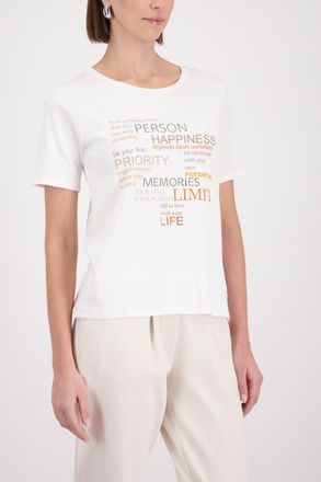 Monari T-Shirt MONARI, Damen, Gr. 34, off, wei&szlig;, Jersey, Obermaterial: 100% Baumwolle, unifarben, regular fit normal, Rundhals, abgesteppte Kante, Shirts T-S