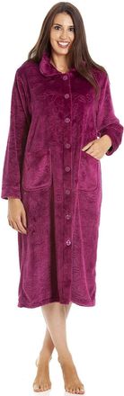 Camille Womens Various Coloured Bathrobes Supersoft Luxury Button Up Front Housecoats 10-12 BURG